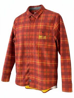 TROY LEE DESIGNS Orange Plaid Grind Flannel Jersey Long Sleeve MTB Shirt size s